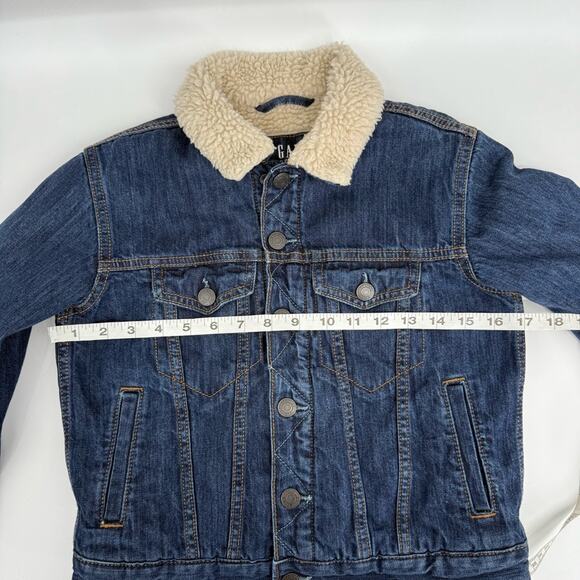 GAP Kid's Sherpa Lined Denim Jacket Trucker Size M‎ 8-9 - Picture 8 of 8